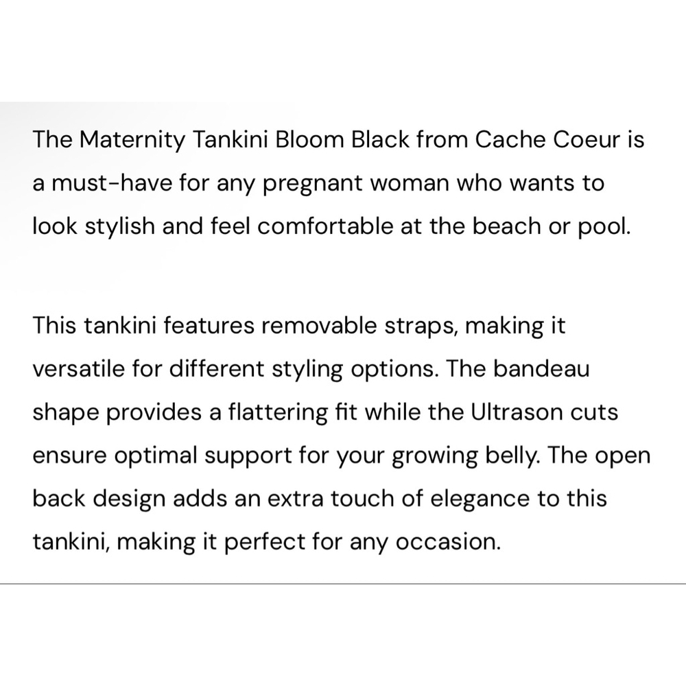 New Cache Coeur Maternity Tankini Bloom Black M - Picture 4 of 6